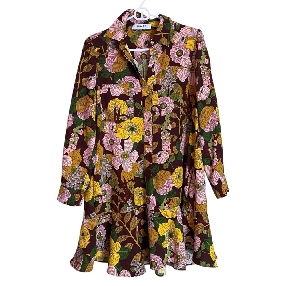 DO+BE Floral Patterned Shirt with Pink and Yellow Accents